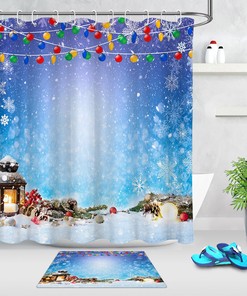 Snowman and Snowflake Winter Shower Curtain