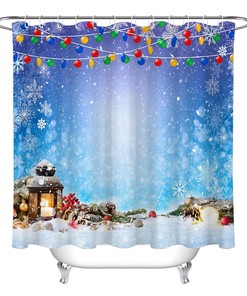 Snowman and Snowflake Winter Shower Curtain