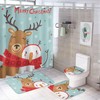 Snowmen and Deer Christmas Shower Curtain, Waterproof Bathroom Decor by Vantaso