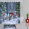 Snowy Fir Tree Dalmatian Dog Sleigh Print Shower Curtain for a Unique Touch