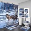 Snowy Forest Wolf Animals Waterproof Shower Curtain Set