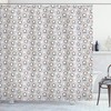 Snowy Trees And Penguin Playing In Snow Shower Curtain, Pale Grey Bathroom Decor