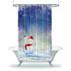 Snowy Winter Trees and Snowflakes Print Bathroom Shower Curtain/Waterproof Fabric