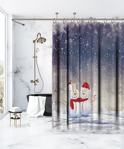 Snowy Winter Trees and Snowflakes Print Bathroom Shower Curtain/Waterproof Fabric