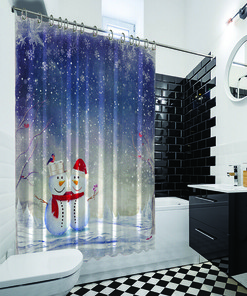 Snowy Winter Trees and Snowflakes Print Bathroom Shower Curtain/Waterproof Fabric