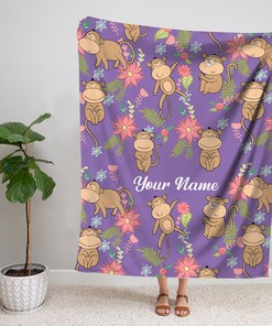 Snuggle with Your Little One with a Soft and Cute Monkey Sherpa Blanket