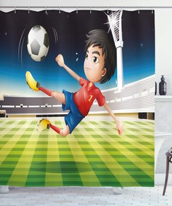Soccer Championship Graphic Shower Curtain For Sports Enthusiasts