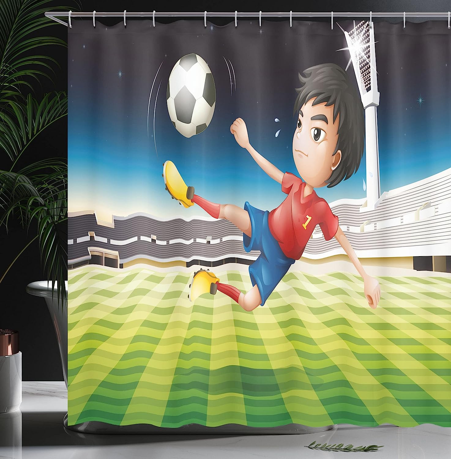Soccer Championship Graphic Shower Curtain For Sports Enthusiasts - Image 3