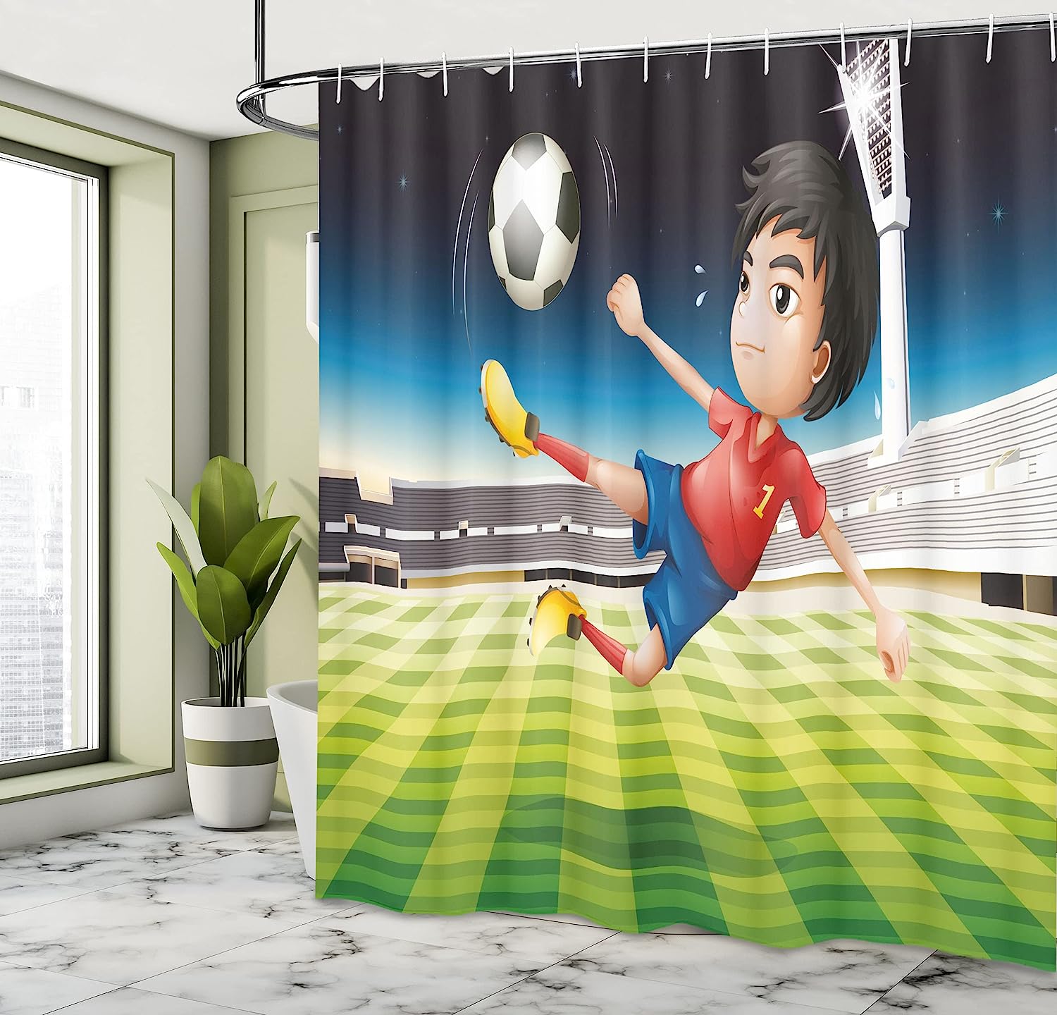 Soccer Championship Graphic Shower Curtain For Sports Enthusiasts - Image 4