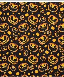 Soft And Lightweight Halloween Pumpkin Skull Bathroom Shower Curtain