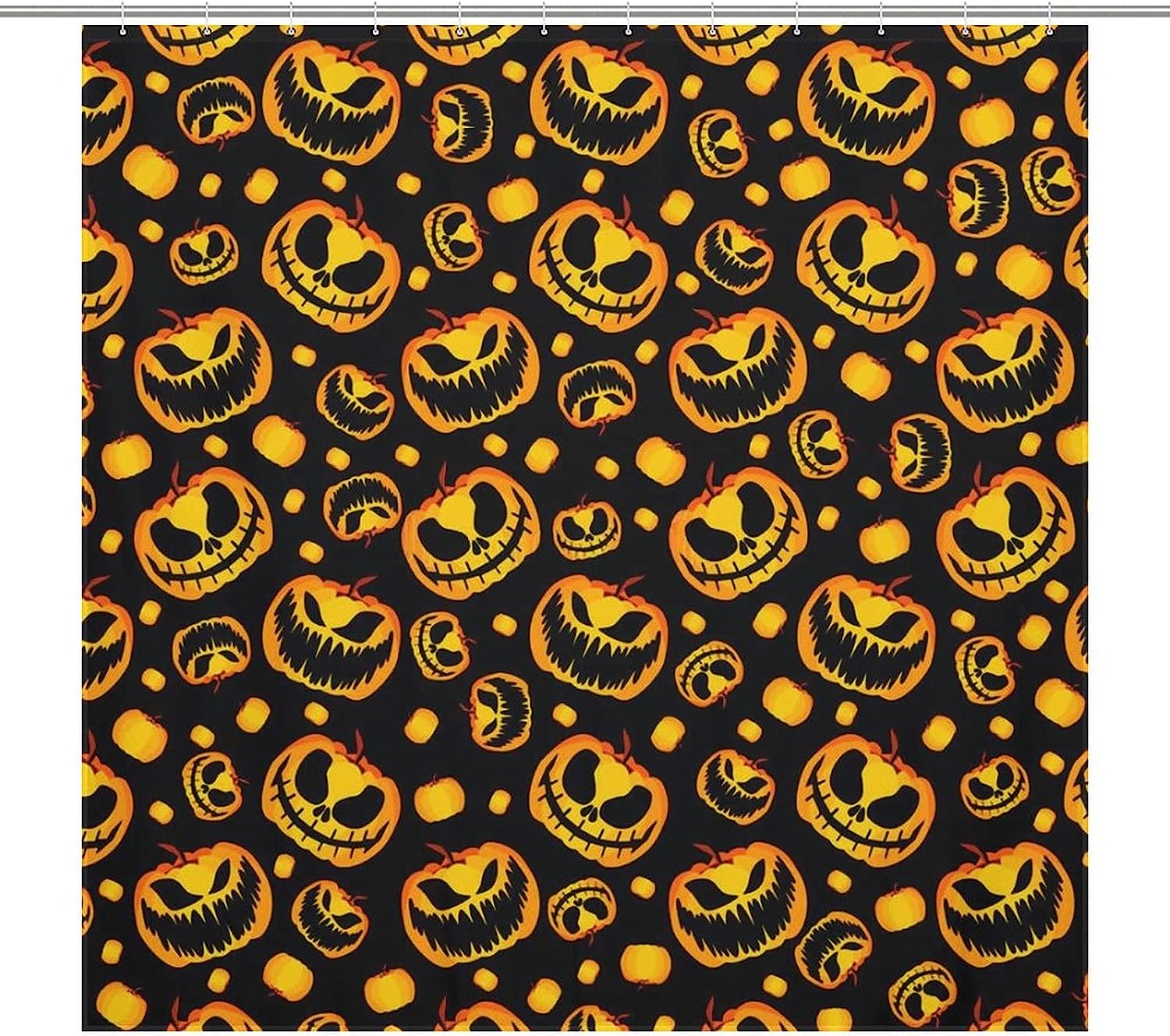 Soft And Lightweight Halloween Pumpkin Skull Bathroom Shower Curtain