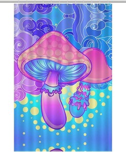 Soft Bath Curtain with Magic Colorful Mushroom Design - Lightweight and Fun Bathroom Shower Curtain. 