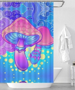 Soft Bath Curtain with Magic Colorful Mushroom Design - Lightweight and Fun Bathroom Shower Curtain.