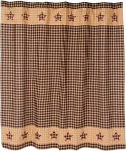 Soft Black and Tan Patchwork Design Bingham Star Shower Curtain for Country Decor