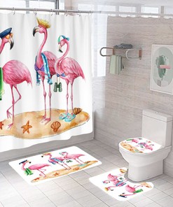 Soft Flamingo Print Shower Curtain For Gentle Bathroom Decor
