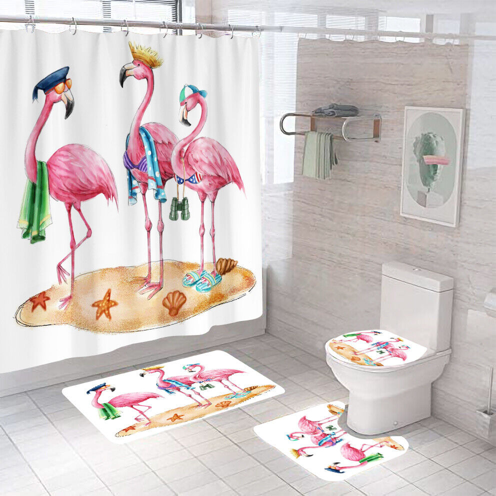 Soft Flamingo Print Shower Curtain For Gentle Bathroom Decor