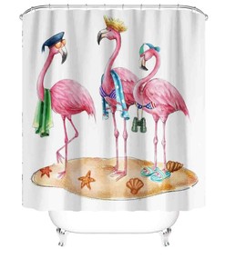 Soft Flamingo Print Shower Curtain For Gentle Bathroom Decor