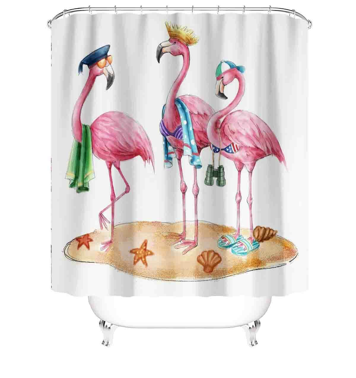 Soft Flamingo Print Shower Curtain For Gentle Bathroom Decor