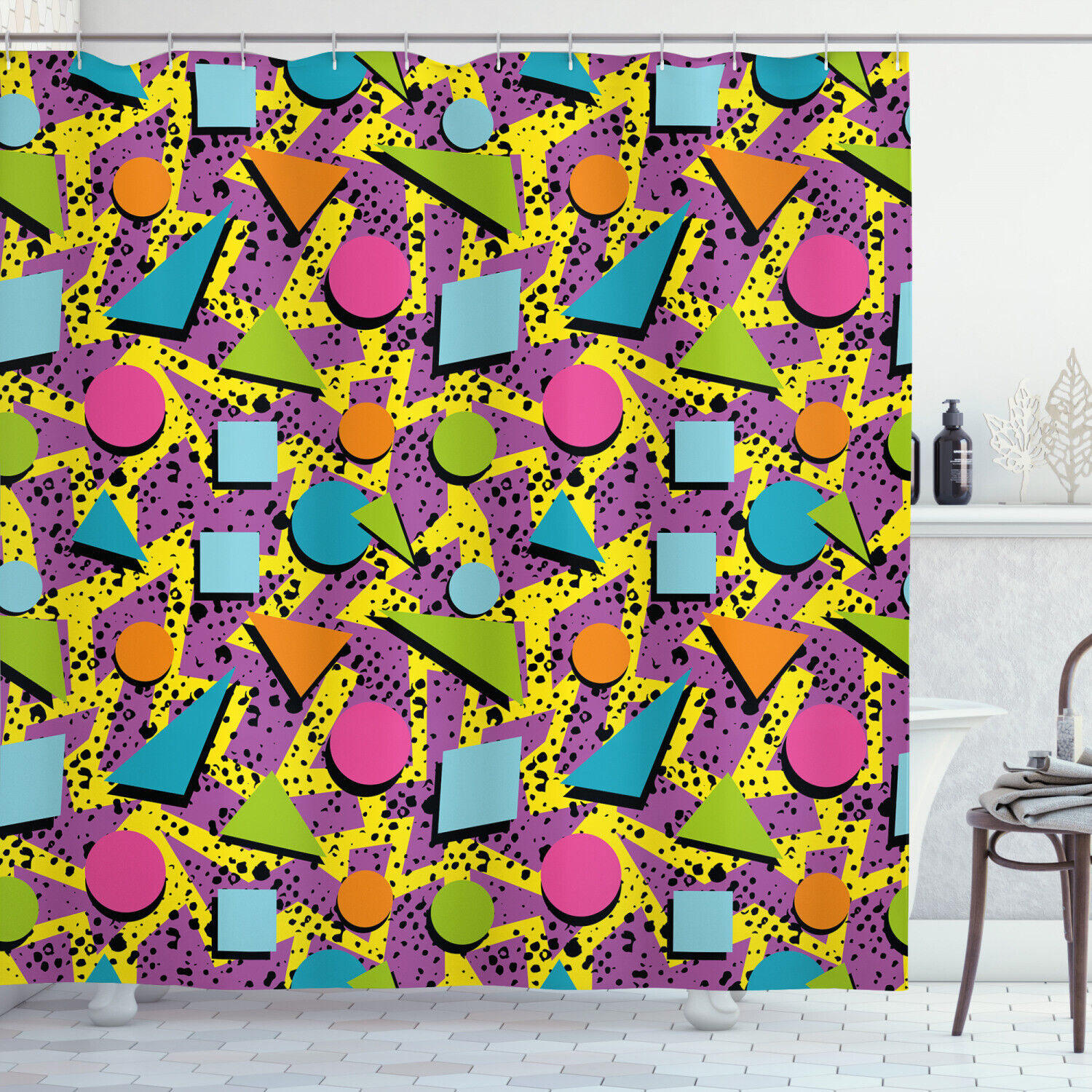 Soft Geometric Shower Curtain Design