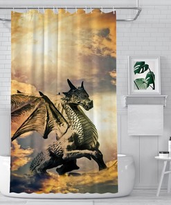 Soft Hotel Quality Dragon Vintage Shower Curtain, Washable Cloth Liner For Your Bathroom Decor