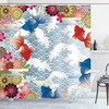 Soft Tone Koi Fish And Floral Shower Curtain In Pastel Blue