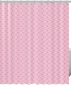 Soft and Subtle Pink Heart Pattern Shower Curtain for Minimalist Bathrooms