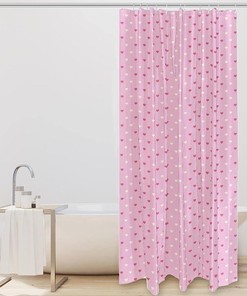 Soft and Subtle Pink Heart Pattern Shower Curtain for Minimalist Bathrooms