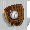Softball Glove Baseball Print Decorative Shower Curtain for a Sporty Look in Your Bathroom