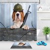 Soldier Dog Wood Plank Fence Shower Curtain - Unique Bathroom Decor