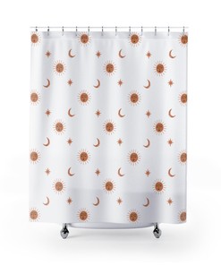 Sonne & Mond auf weiƒÅ¸em Duschvorhang with Unique Shower Curtains for Your Bathroom