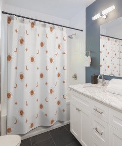 Sonne & Mond auf weiƒÅ¸em Duschvorhang with Unique Shower Curtains for Your Bathroom