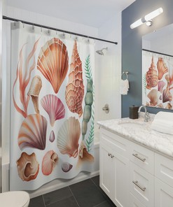 Soothing Seashell Harmony Nature Decorative Shower Curtain for Your Bathroom