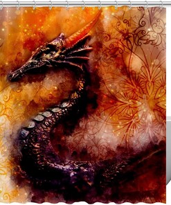 Sophisticated And Playful Dragon Shower Curtain For A Chic Bathroom