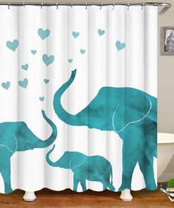 Sophisticated Animal Prints: Elephant Love Shower Curtain for Modern Bathroom Decor