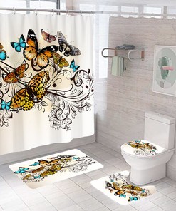 Sophisticated Bathroom Decor: Shower Curtain Featuring Butterflies