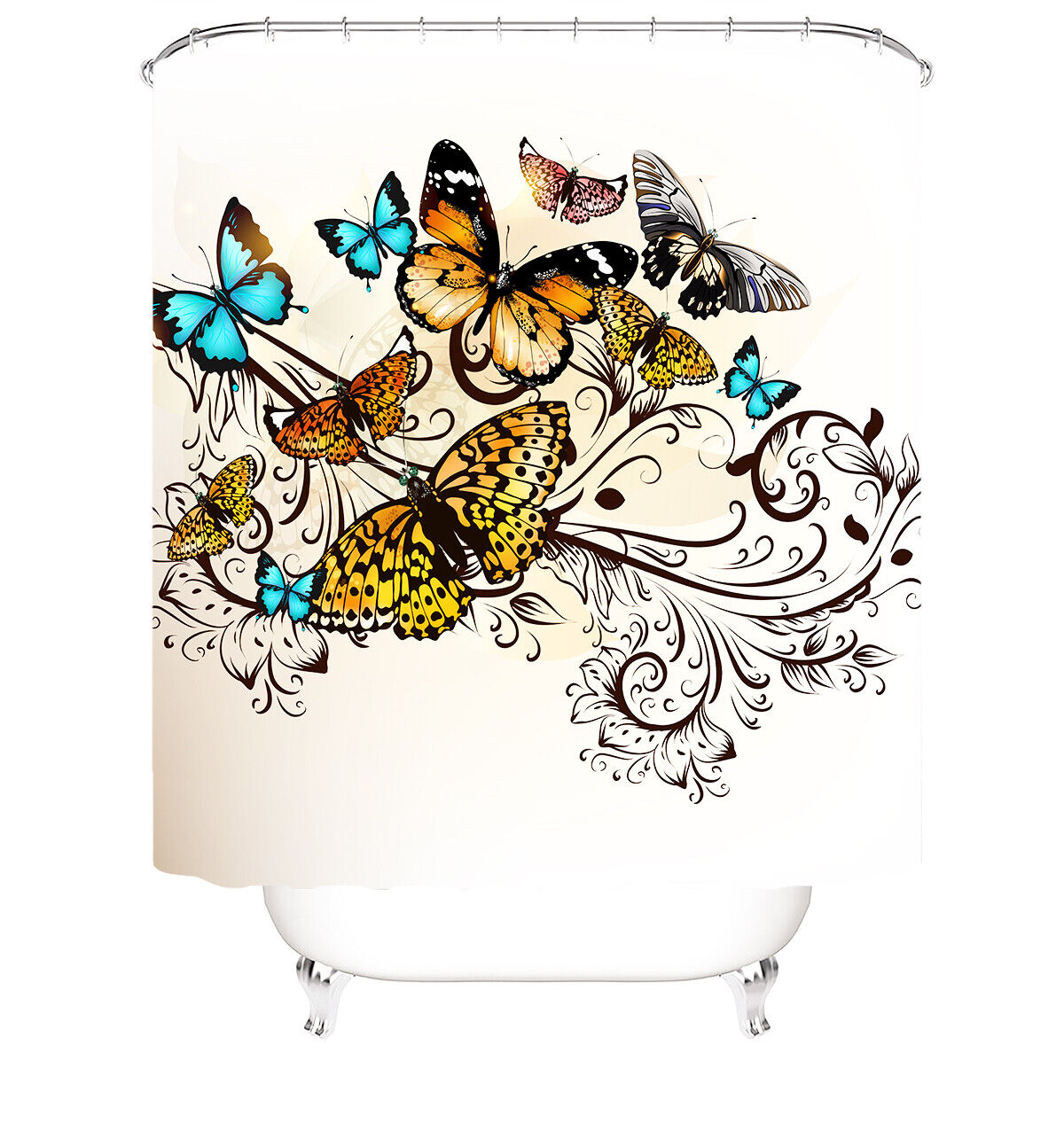 Sophisticated Bathroom Decor: Shower Curtain Featuring Butterflies - Image 2