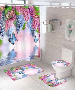 Sophisticated Butterfly And Flowers Print Shower Curtain For Elegant Bathroom Decor