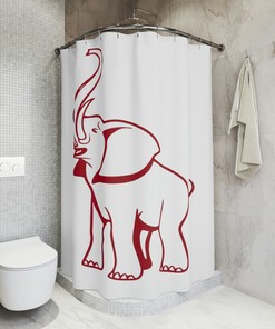 Sorority Inspired Red Elephant Shower Curtain for Animal Lovers