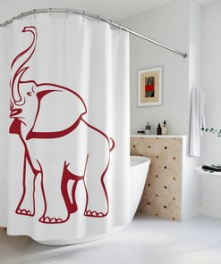 Sorority Inspired Red Elephant Shower Curtain for Animal Lovers