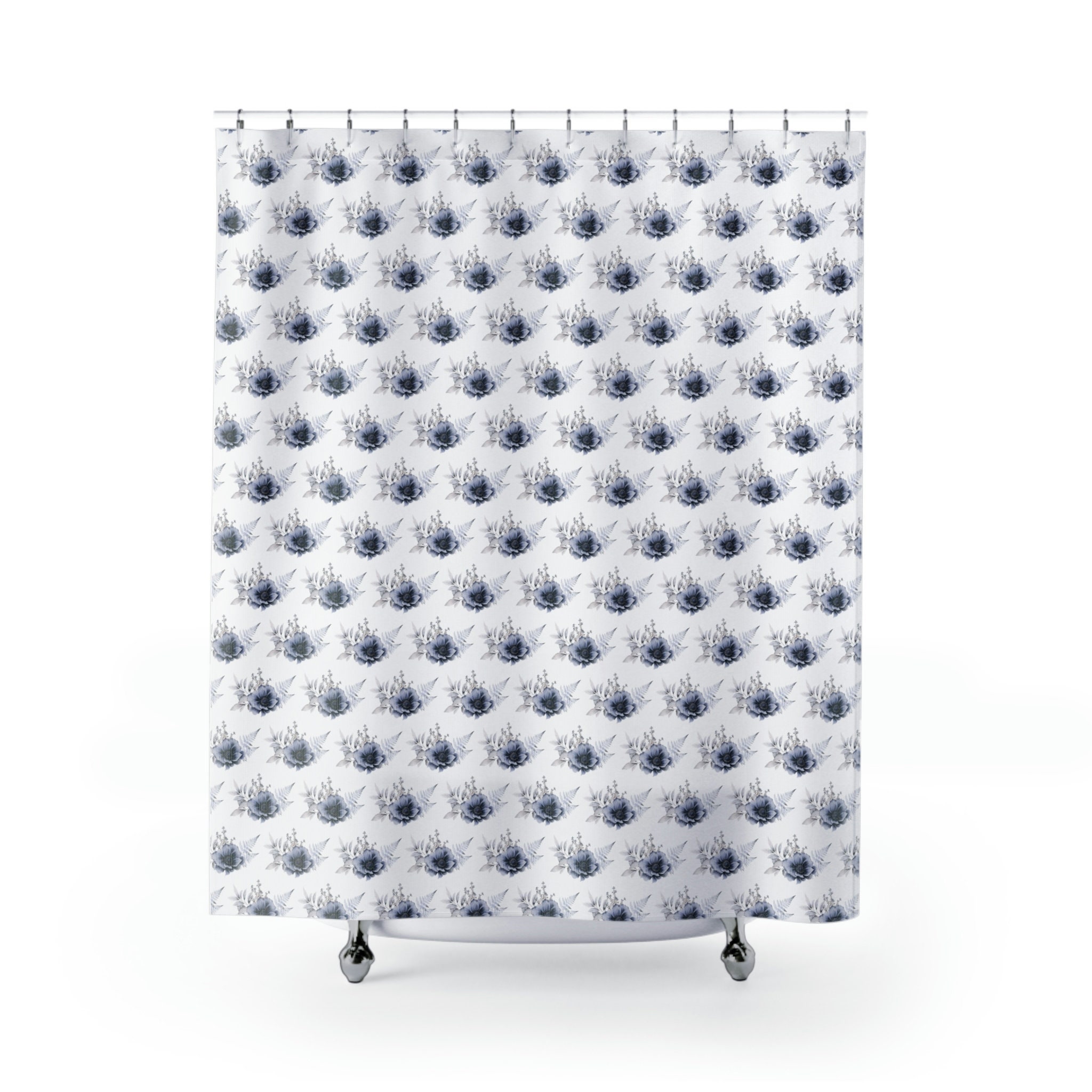 Southern Blue Floral Decorative Shower Curtain Matching In-Store for Your Bathroom