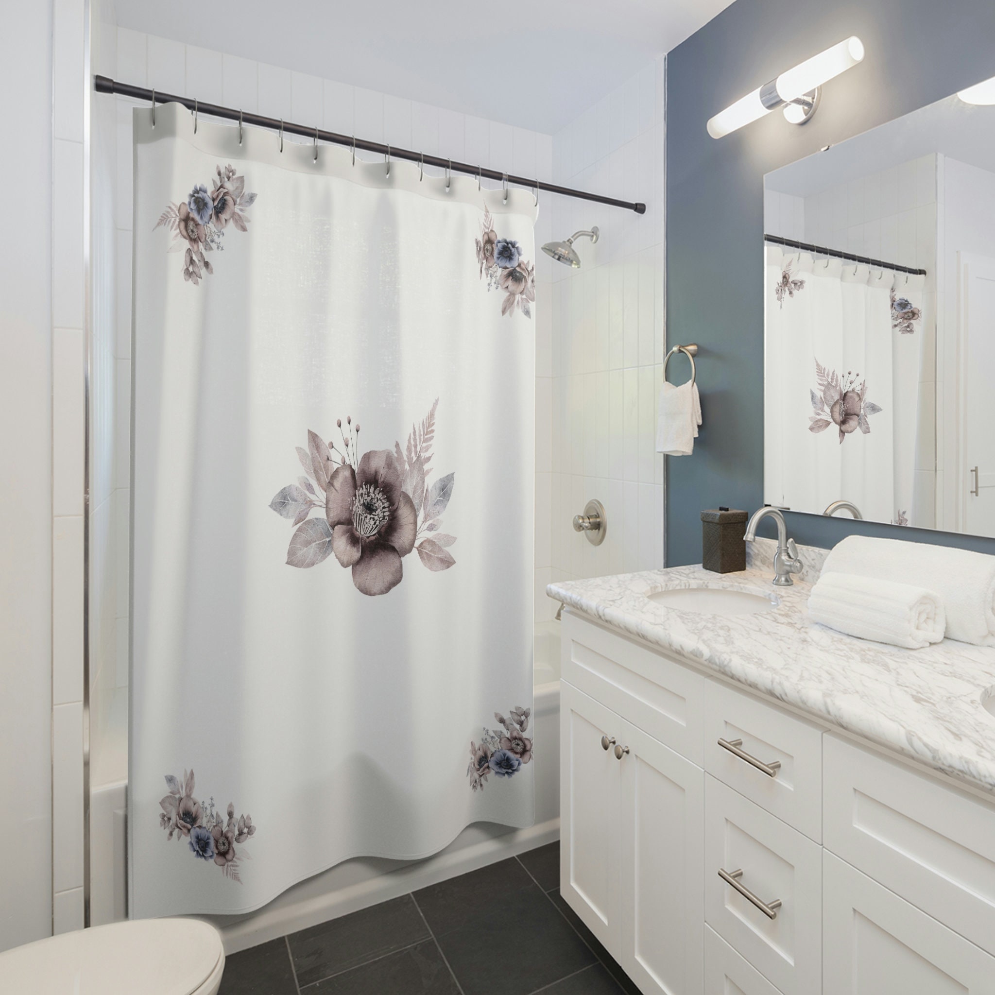 Southern Bouquet Floral Decorative Shower Curtain Matching In-Store for Your Bathroom