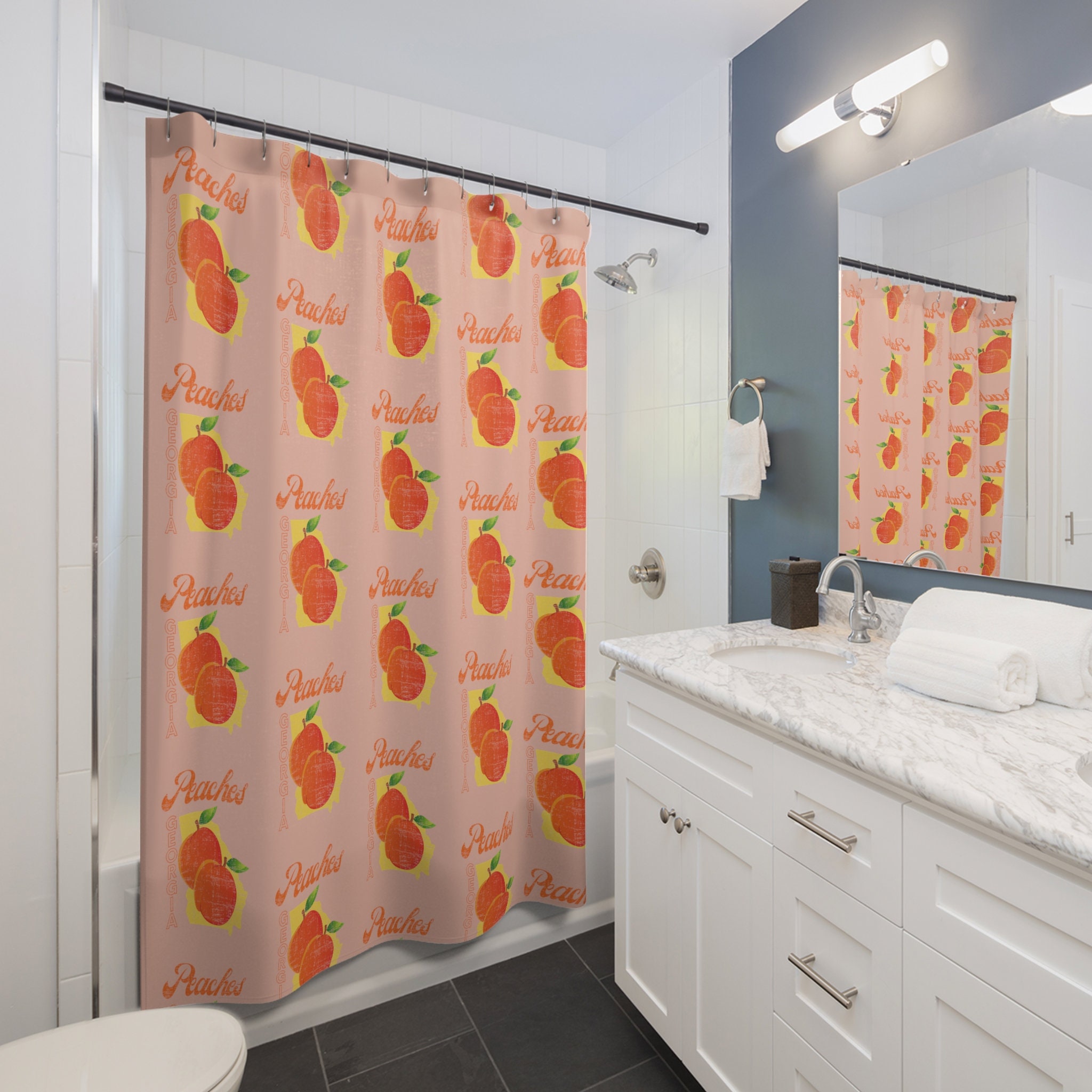 Southern Charm Peaches Georgia State Shower Curtain