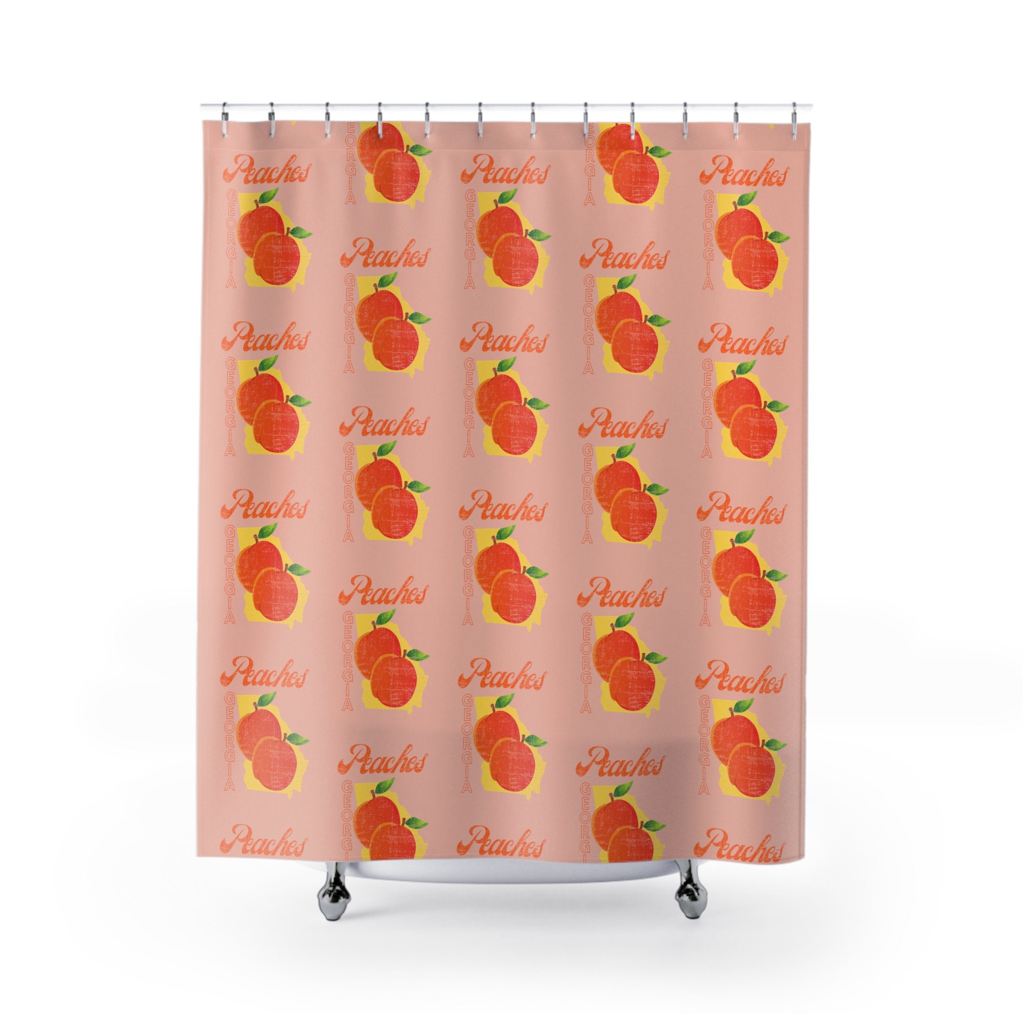 Southern Charm Peaches Georgia State Shower Curtain