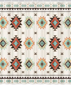 Southwest Aztec Geometric Print Shower Curtain for Bathroom Decor