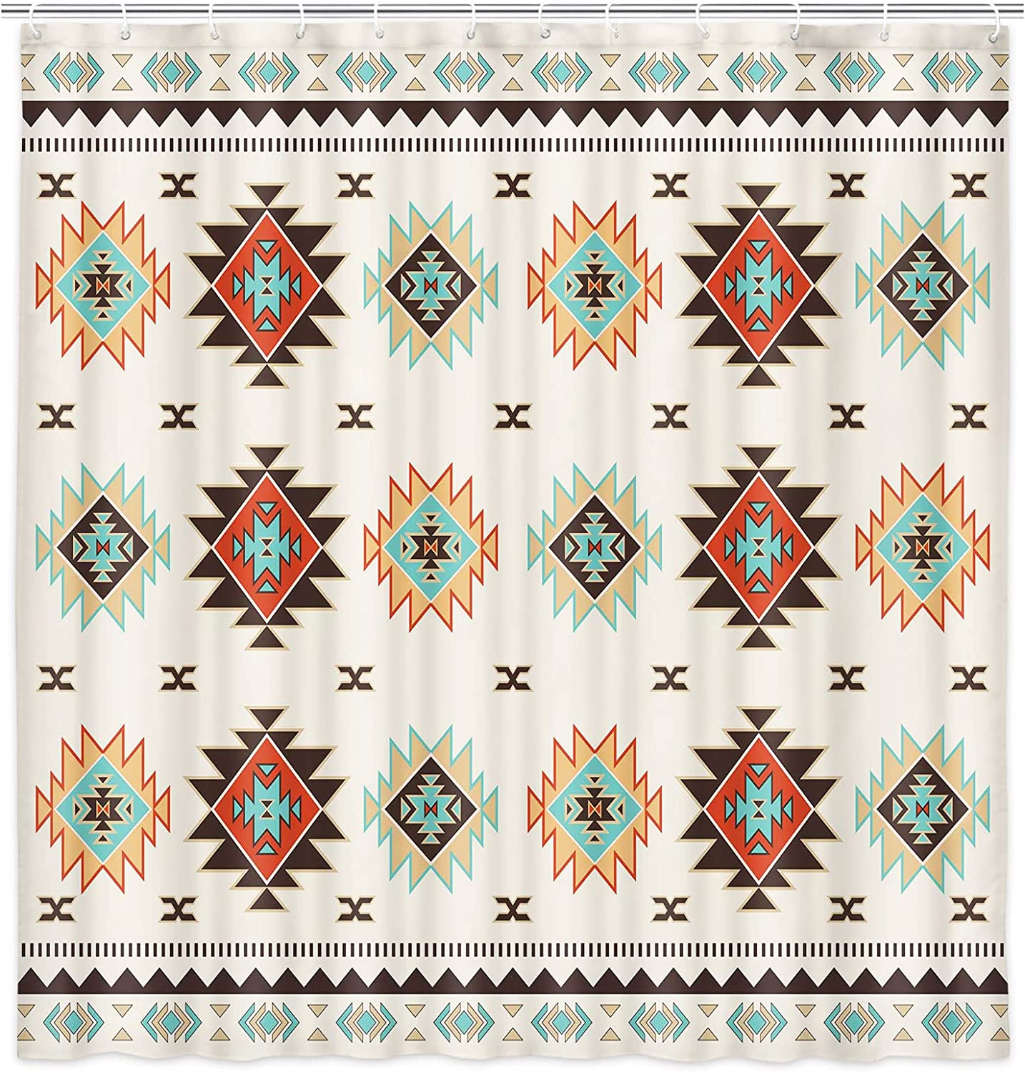 Southwest Aztec Geometric Print Shower Curtain for Bathroom Decor