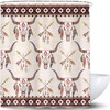 Southwest Aztec Tribal Cattle Skull With Feathers Shower Curtain Set - Ancient Bath Curtain For Beige Bathrooms