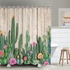 Southwest Desert Shower Curtain with Cactus and Succulent Plants, Tropical Bathroom Decor 