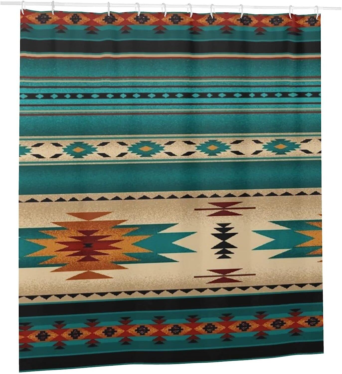 Southwest Native American Pattern Shower Curtain For Ethnic Bathroom Decor.