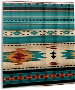 Southwest Native American Pattern Shower Curtain For Ethnic Bathroom Decor.