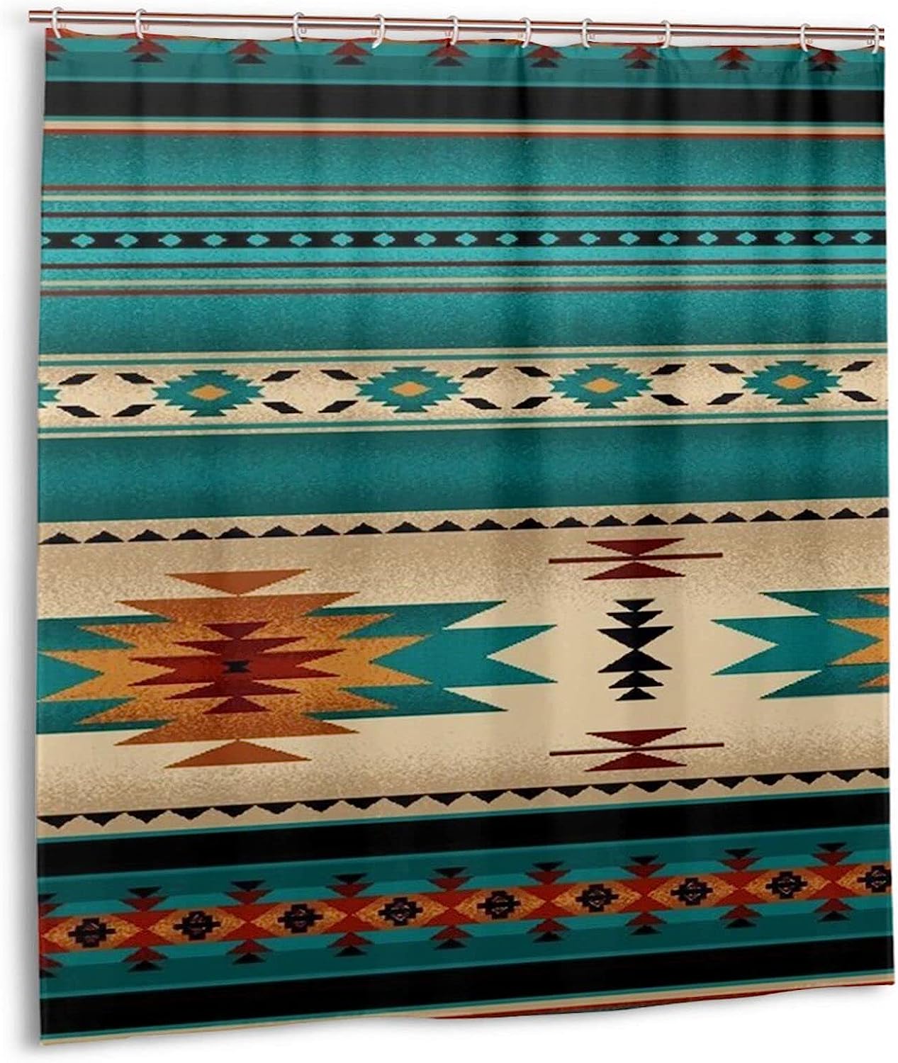 Southwest Native American Pattern Shower Curtain For Ethnic Bathroom Decor.